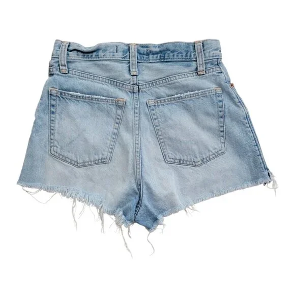 Abercrombie & Fitch Womens Distressed Denim High Waisted Button Fly Shorts Sz 24 - Picture 2 of 8